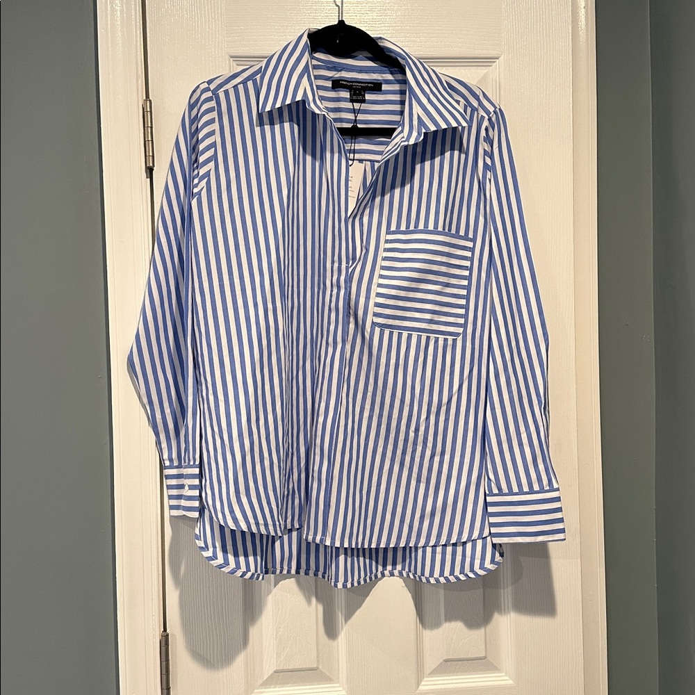 French Connection Blue and White Striped Shirt